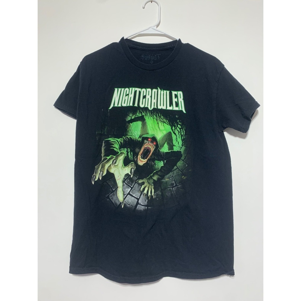 Spirit Halloween Mens Size M Black Cotton Nightcrawler Short Sleeve Shirt Fading